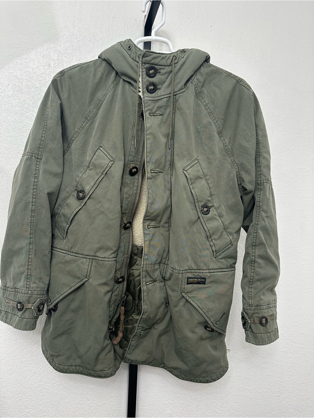 Abercrombie & Fitch Olive Green Military Field Hooded Jacket